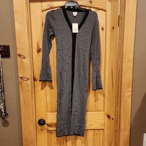 a new day Black and White Striped Long Sleeve Dress